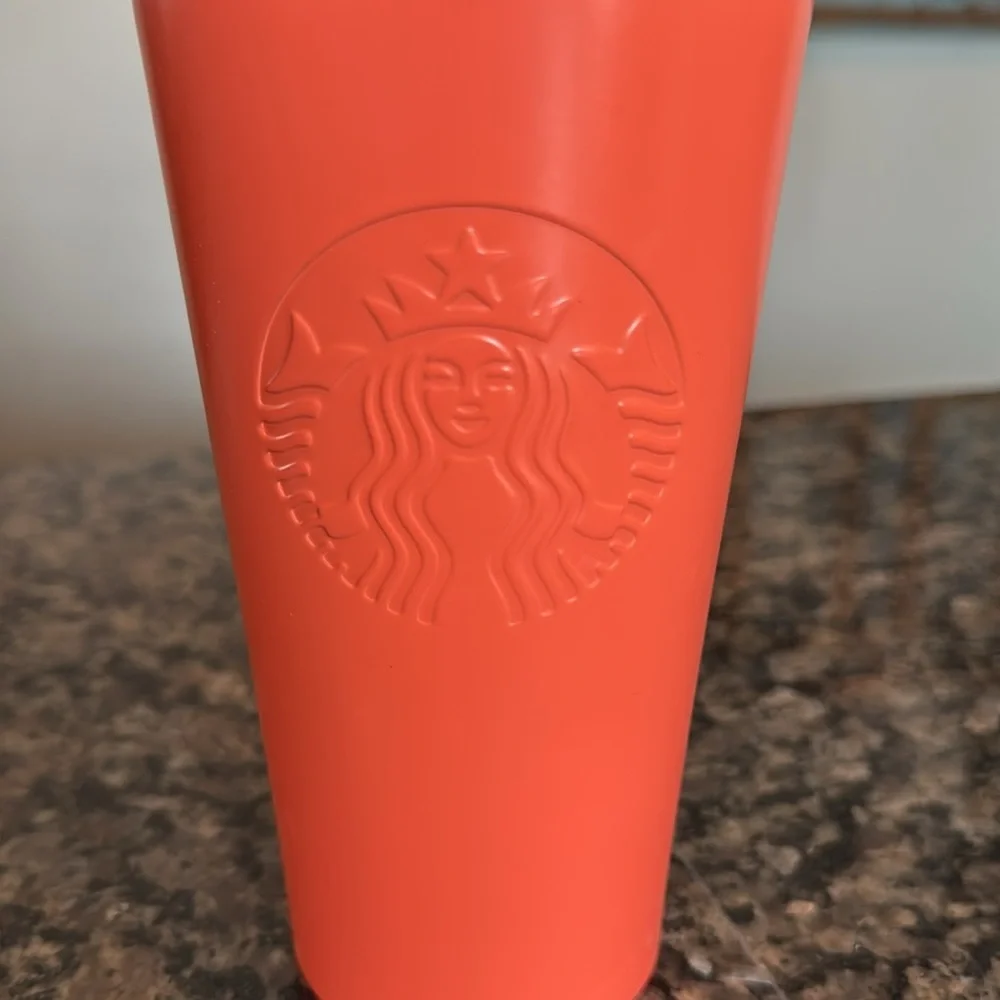 Starbucks salmon metal cup tumbler